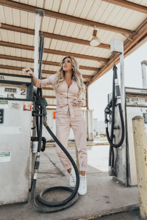 pink jumpsuit outfit